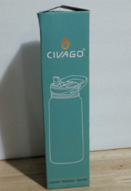 Botella de agua isotérmica CIVAGO de 1,2 litros con pajita, termo deportivo de acero inoxidable con 3 tapas (pajita, boquilla y asa), taza térmica de viaje de doble pared, color negro medianoche.