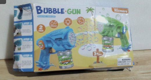 Máquina de burbujas para niños de 4 a 8 años: Paquete de 2 pistolas de burbujas automáticas con 2 botellas de solución de recarga - Juguetes de verano para exteriores, máquina de burbujas para fiestas de Pascua