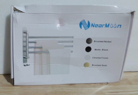 Toallero giratorio NearMoon, barra para toallas de 4 brazos de acero inoxidable 304 de 35 cm de grosor, soporte para toallas de pared que ahorra espacio con gancho, colgador de toallas giratorio a prueba de óxido para baño y cocina (níquel cepillado).