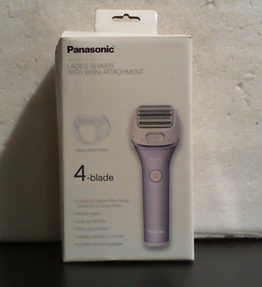 Afeitadora eléctrica Panasonic para mujer, inalámbrica, de 4 hojas, con accesorio para la zona del bikini, recortadora desplegable, apta para uso en seco y húmedo, modelo ES-AWL8AV (morado).