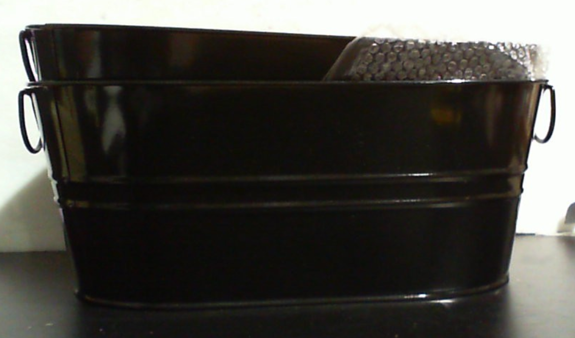 Cubos de hielo de metal galvanizados para bebidas, 2 unidades, para coctelería, 3 galones, para vino, cerveza y otras bebidas, con asas. Cubo grande para bebidas, ideal para mimosas y fiestas. 15 x 9.6 x 6 pulgadas (negro).
