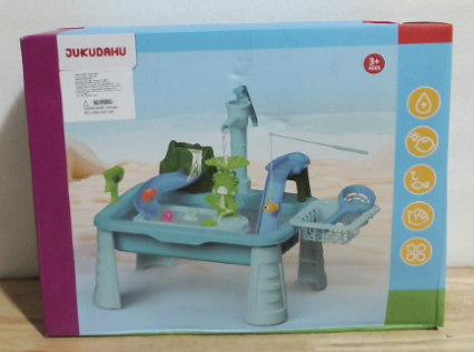 Mesa de agua de juguete con fregadero para niños de 2, 3, 4, 5 y 6 años - Cocina de exterior con agua corriente, juegos de pesca, mesa de agua para niños pequeños de 3 a 8 años, juguetes de playa para exteriores (azul)
