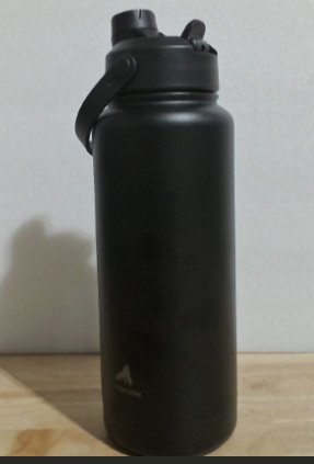 Botella de agua aislada POWCAN de 1, 2 litros con tapa con pajita y boquilla 2 en 1, mantiene las bebidas frías durante 24 horas, a prueba de fugas, libre de BPA, botella de agua de acero inoxidable de doble pared para deportes, gimnasio (Dark Knight)