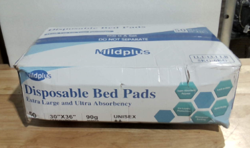 MILDPLUS Paquete de 50 almohadillas desechables para cama, 76 x 91 cm, almohadillas extra grandes para incontinencia | Alta absorción de 90 gramos para adultos, personas mayores, bebés y mascotas (sin adhesivo)