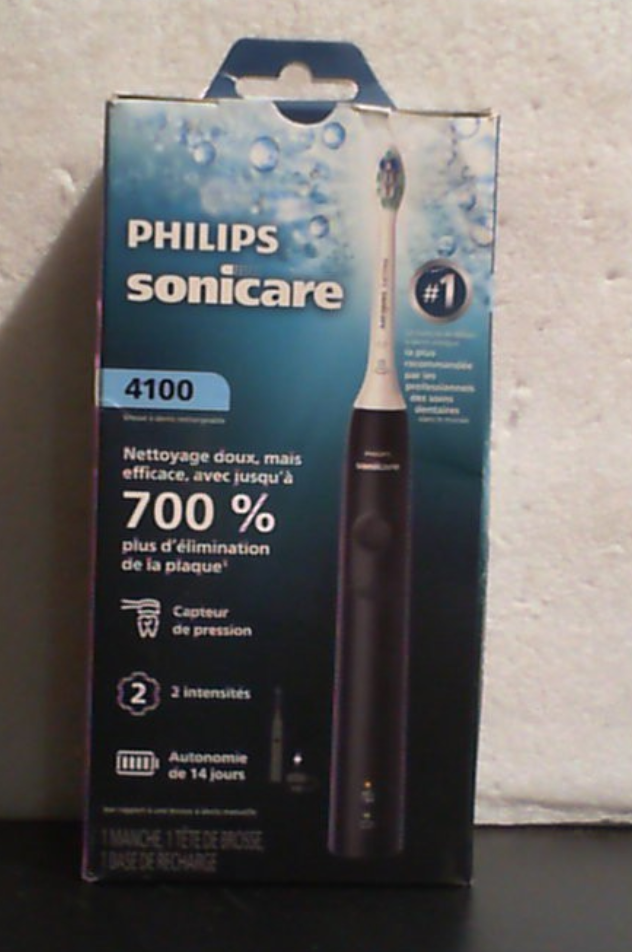 Cepillo de dientes eléctrico Philips Sonicare Serie 4100 - Cepillo de dientes sónico con tecnología sónica avanzada, sensor de presión, dos niveles de intensidad, Smartimer y Quadpacer, color negro, modelo HX3681/24