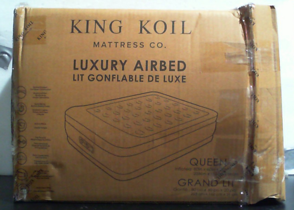 Colchón inflable King Koil Luxury Pillow Top tamaño Queen con bomba de alta velocidad incorporada. Ideal para el hogar, camping e invitados. Colchón inflable doble ajustable de 50 cm (20 pulgadas) tamaño Queen, resistente al agua, con 1 año de garantía.
