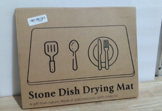 Alfombrilla de secado rápido de piedra Plentio para encimera de cocina, alfombrillas de secado de diatomeas absorbentes de agua, bandeja de secado de piedra multiusos para tazas, platos y botellas.