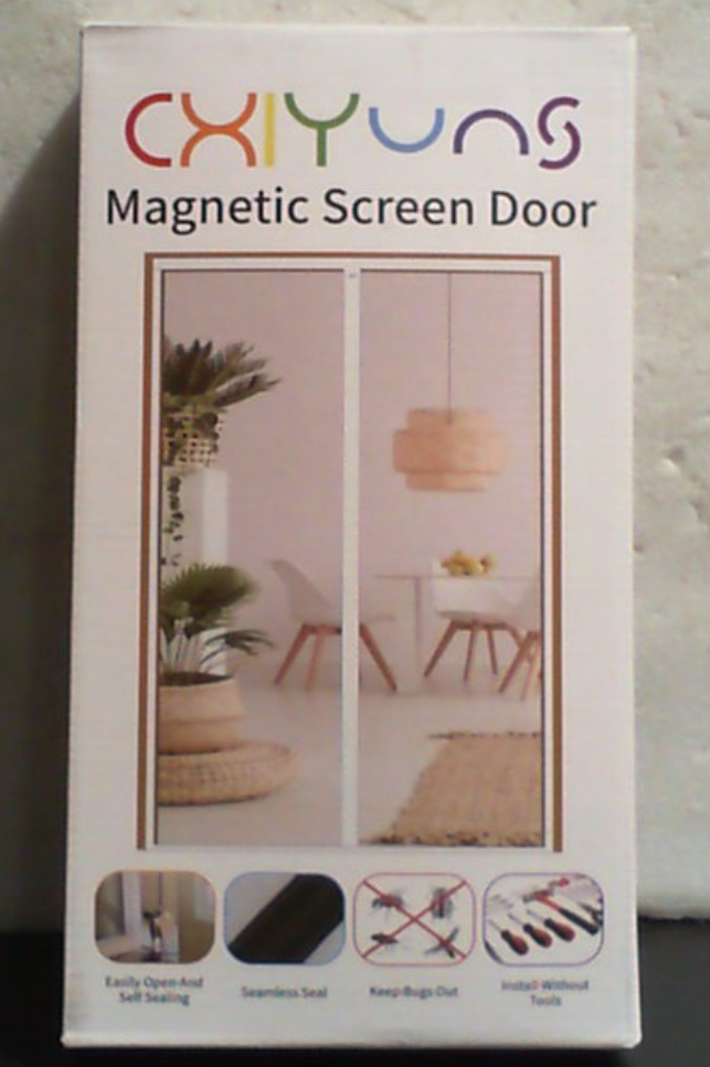 CHIYUNS Mosquitera blanca de alta resistencia para puerta, 34 x 82 pulgadas, mosquitera de fibra de vidrio con cierre automático e imán para puertas, cortina antimosquitos para entradas, mantiene alejados a los insectos, apta para mascotas.