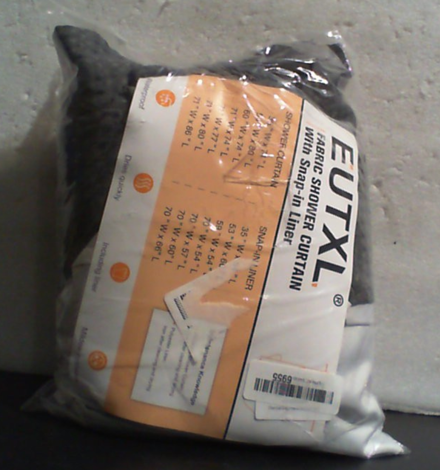 Cortina de ducha EUTXL gris carbón sin ganchos con forro a presión, 230 g/m², tejido gofrado, 71 x 74 pulgadas.