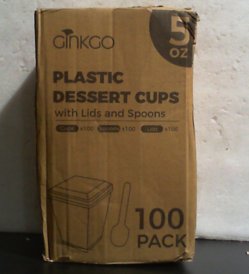 Ginkgo 100 juegos (300 piezas) de vasos para postre de 142 ml con tapas y cucharas, vasos de plástico transparente para parfait, vasos desechables para aperitivos para pudín, gelatina, mousse, helado, artículos para fiestas y catering.