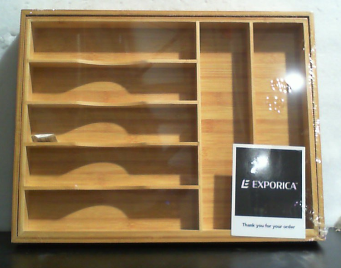 Organizador de cajones de bambú EXPORICA | Organizador expandible para cubiertos y utensilios de cocina | Bandeja para cubiertos con separadores ajustables | Cajón de madera para cuchillos, cucharas y tenedores | Bambú natural