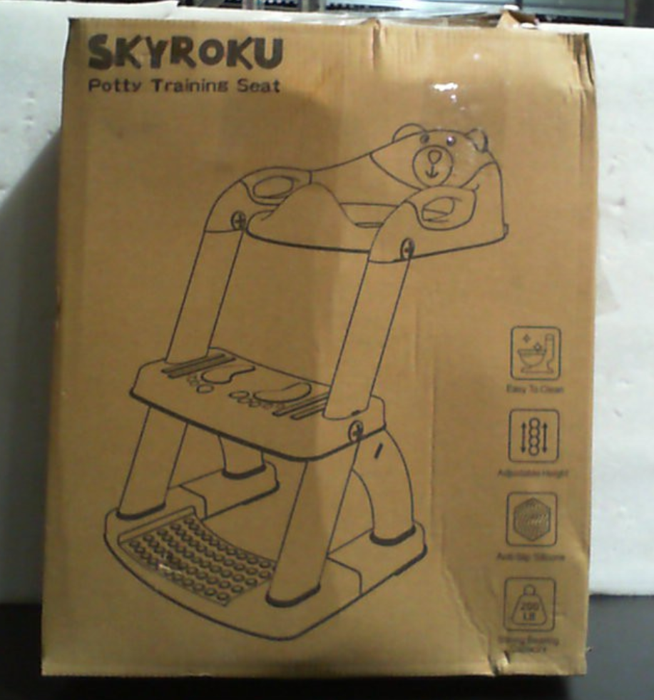 Asiento de entrenamiento para ir al baño, asiento de inodoro SKYROKU mejorado para niños y niñas, inodoro de entrenamiento 2 en 1, taburete con almohadilla antideslizante y protector contra salpicaduras, base estabilizada con forma de sector (8899+Gris)