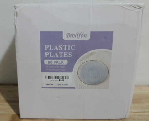 Brolifon 80 Platos de Plástico Azul Transparente con Borde Dorado | 40 Postre 18 cm + 40 Cena 25 cm | Para Fiestas, Bodas y Cumpleaños
