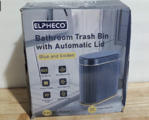 ELPHECO Basurero con Sensor 2 Galones | 7.5L Impermeable con Sensor de Movimiento, Automatico | Delgado para Bano, Oficina y Dormitorio (Azul Medianoche)
