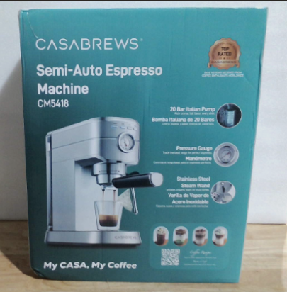 Máquina de Espresso CASABREWS CM5418 20 Bar | Compacta con Vaporizador de Leche | Acero Inoxidable | Tanque Removible de 34oz | Para Cappuccino y Latte