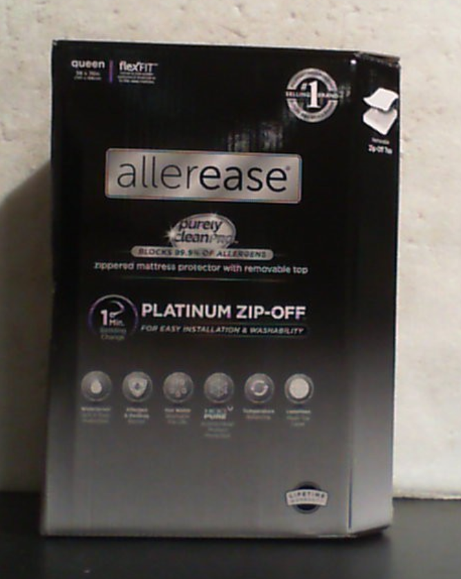 Protector de colchón impermeable AllerEase Platinum Zip-Off Top Queen con cremallera de 360 grados, barrera antipartículas, superficie de felpa de lujo que equilibra la temperatura, lavable a máquina por separado (blanco).
