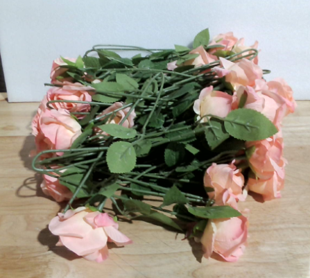 Rosas Artificiales de Seda con Tallo Largo | Realistas para Bodas, Centros de Mesa y Fiestas (Champagne)