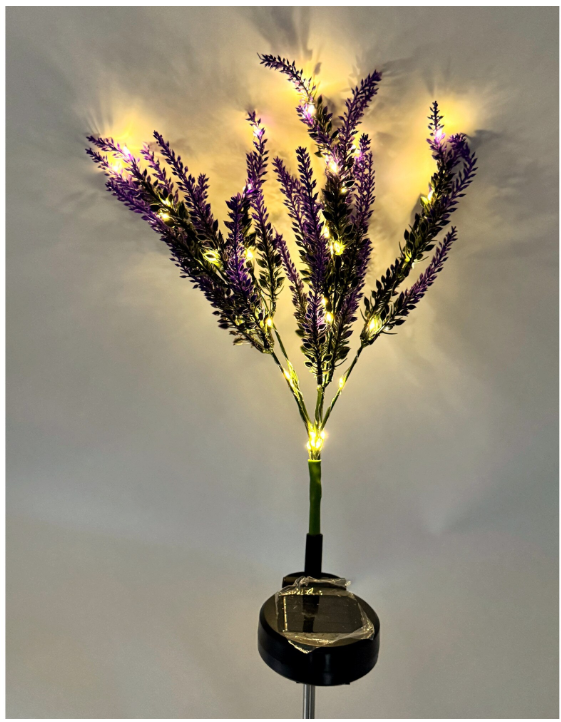 Lámpara solar decorativa de lavanda con LED, 75 cm, para jardín. 4 PACK