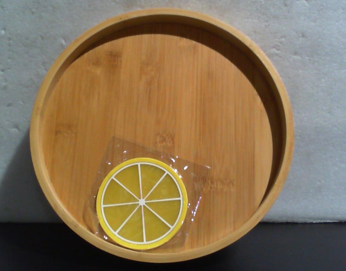 Mesa Auxiliar Xchouxer de Bambú Natural | Bandeja con Clip para Brazo de Sofá | Ideal para Control, Bebidas y Celular | Redonda