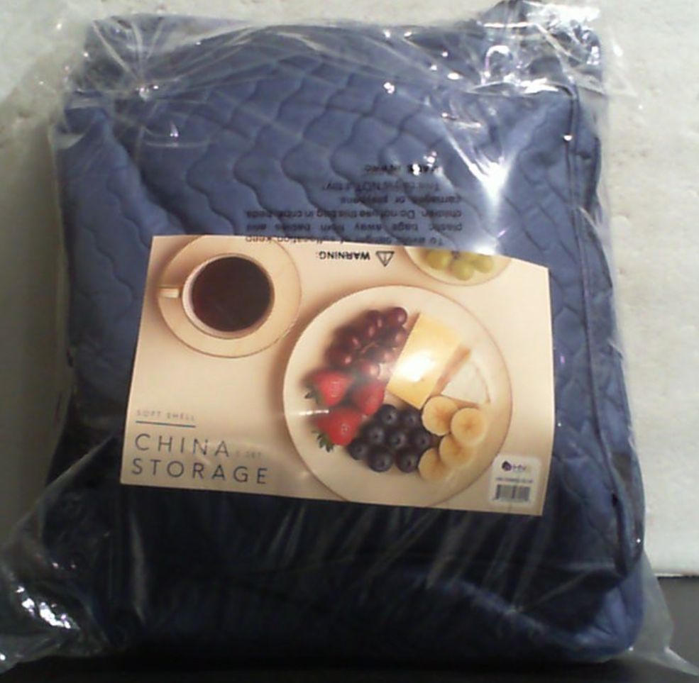 Set de 5 Organizadores para Vajilla | Cajas de Mudanza para Platos, Vasos, Tazas y Platillos | Microfibra Acolchada con Divisores | Almacenamiento Estacional | Azul