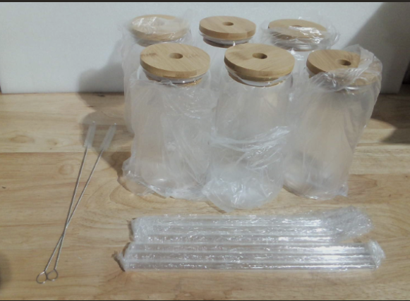 set de 6 vasos de vidrio en forma de lata (Can Shaped Glass Cup Sets)