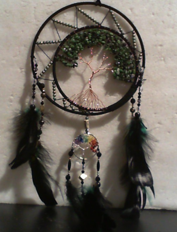 Atrapasuenos 7 Chakras Arbol de la Vida | Plumas Verdes | Con Cristal Curativo Arcoiris | Arte de Pared Colgante | Decoracion de Dormitorio y Hogar | Regalo de Boda y Fiesta