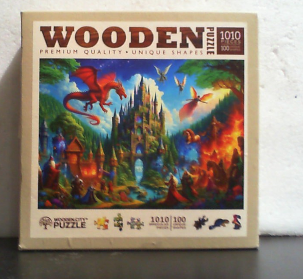 WOODEN.CITY Rompecabezas de Madera 1000 Piezas | Castillo del Dragon Fantasia 21,25 x 15,5 pulgadas Hecho en la UE