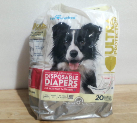 IMAGENES ILUSTRATIVAS paquete de pañales desechables premium para perros de la marca Paw Inspired (Ultra Protection Disposable Diapers)