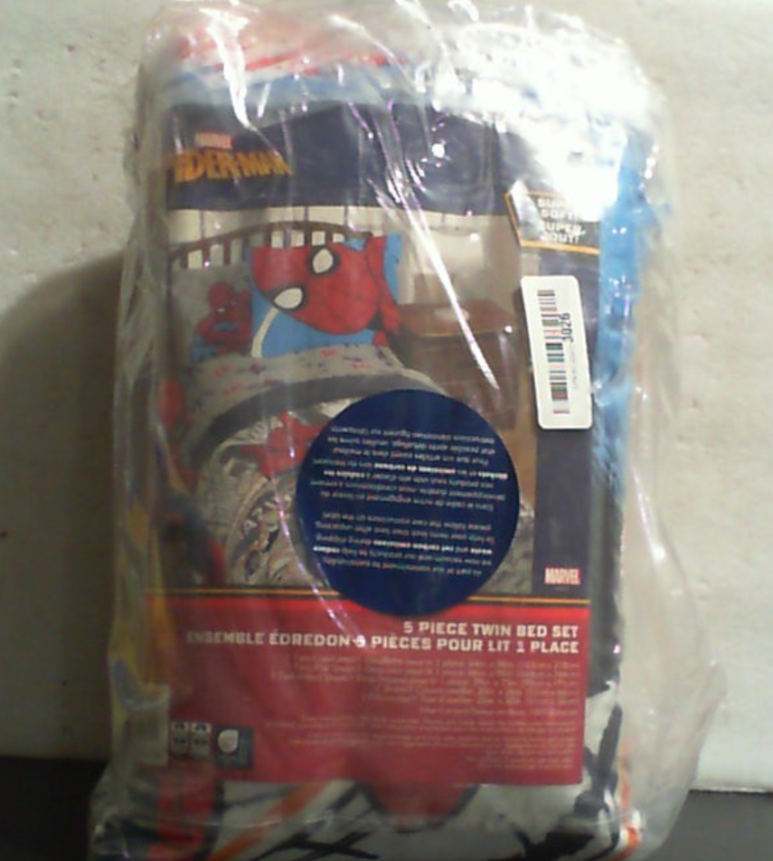 Juego de edredón de tamaño matrimonial de Marvel Spiderman de 7 piezas para niños, color gris.