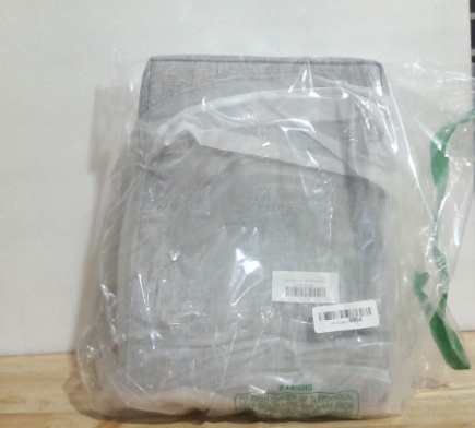 Bagnizer Pack 3 Cestas de Tela Grandes para Estantes | Canastas Decorativas de Lino con Asas para Organizar Ropa Hogar Oficina 38x28x24cm Gris y Blanco