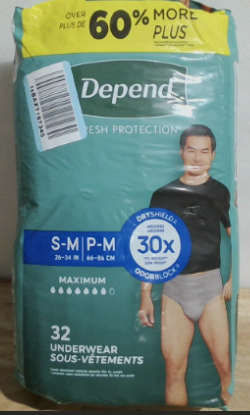 paquete de ropa interior desechable para la incontinencia Depend Fresh Protection para hombre,