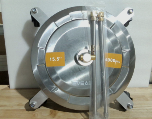 SOLO CONTIENE LAS 4 RUEDAS Y LOS 2 TUBOS Limpiador de Superficies EVEAGE 15.5" para Hidrolavadora | Con 4 Ruedas | Carcasa de Acero Inoxidable | 2 Varas de Extensión | 4000 PSI