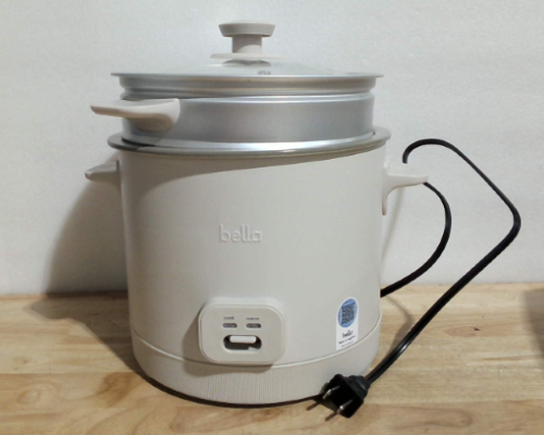 Olla Arrocera bella de 16 Tazas con Vaporera | Canasta de Vapor Apta para Lavavajillas | Paleta y Taza Medidora | Recipiente Antiadherente Removible | Funcion de Mantener Caliente | 400W | Avena
