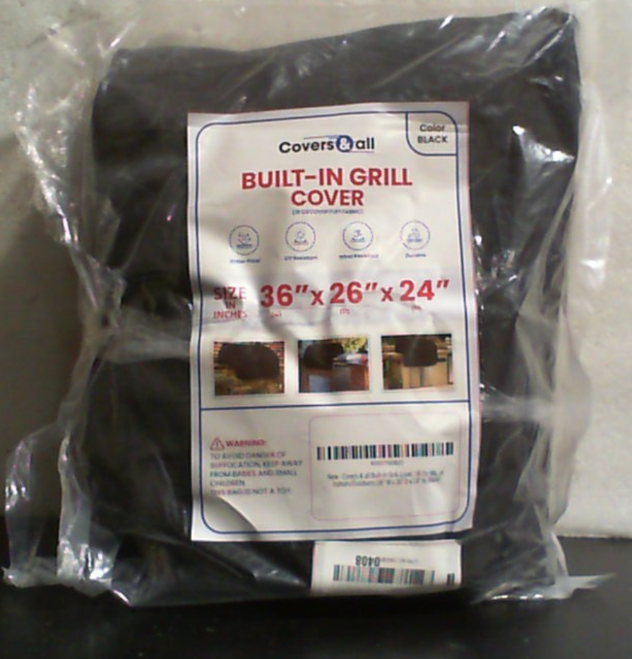 Cubierta Covers & All para Asador Empotrado | Uso Rudo 18 oz Impermeable | Poliester con Recubrimiento PVC y Dobladillo Elastico | 36x26x24 Pulgadas | Negro