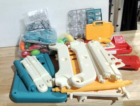Yalujumb Carrito de Compras de Juguete con Caja Registradora y Calculadora | Set de Juego Simbolico con Comida y Accesorios | para Ninos de 3 Anos en Adelante