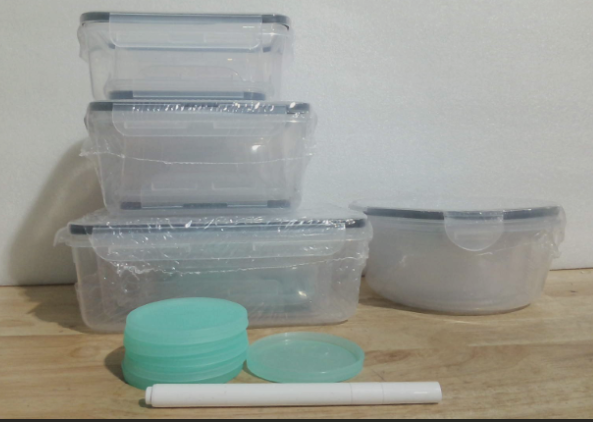 set genérico de recipientes plásticos para almacenamiento de alimentos