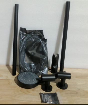 kit de ducha de mano con barra deslizante ajustable en acabado negro mate