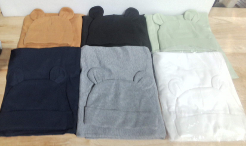 ( NOTA LOS COLORES DE CADA JUEGO SON LOS DE LA SEGUNDA IMAGEN )Juego de 6 Gorros de Algodón con Orejas de Oso para Bebé Recién Nacido