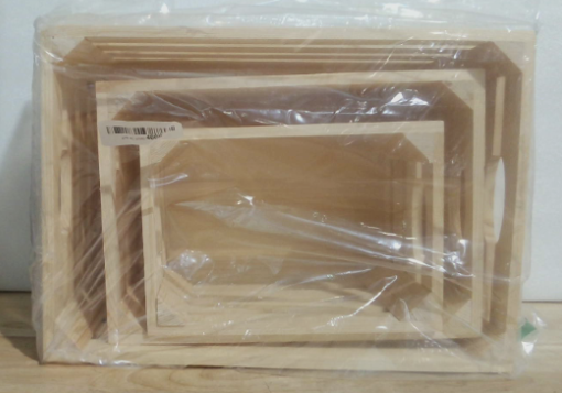 Set de 3 Cajas o Canastas de Madera Tipo Huacal / Guacal Nido con Agarraderas