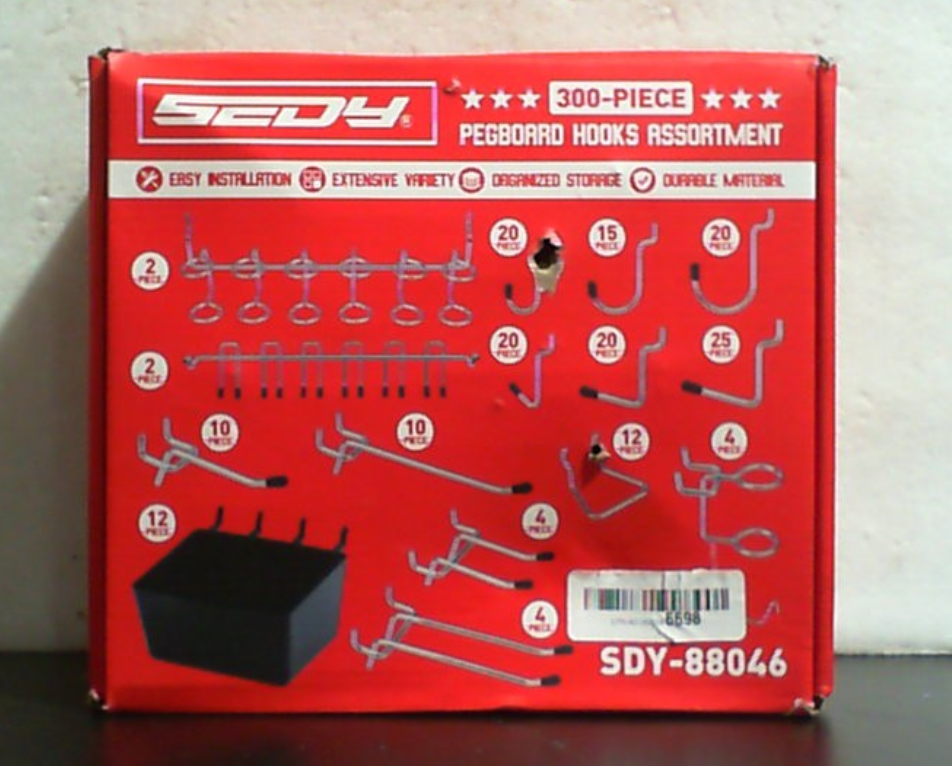Set de 300 Ganchos para Panel Perforado (Pegboard) | Accesorios Organizadores para Colgar | Ganchos Metalicos Duraderos para Herramientas, Garaje y Taller