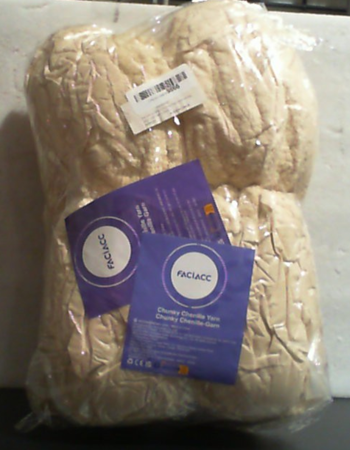 Hilo Grueso FACIACC 8 Piezas de 250g/8.8oz | Chenille Jumbo Esponjoso para Tejer a Mano | Super Voluminoso y Suave para Cobijas | Blanco Hueso