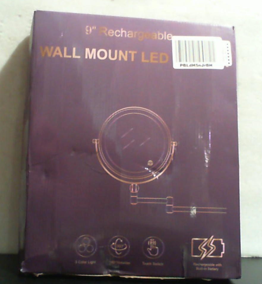 Espejo de Maquillaje ZLOKLA 9 pulgadas con Luz | Montaje en Pared, Recargable 4000mAh, Doble Cara 1X/30X | Brazo Extensible, Rotación 360° y 3 Tonos de Luz