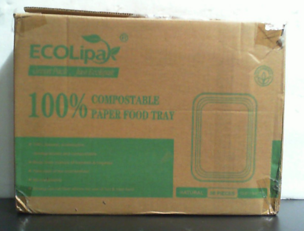 ECOLipak Bandejas Desechables para Comida 14 Pulgadas | Paquete de 50 | Platos de Papel Compostables Grandes | Ideal para Mariscada, Pavo y BBQ | Color Natural