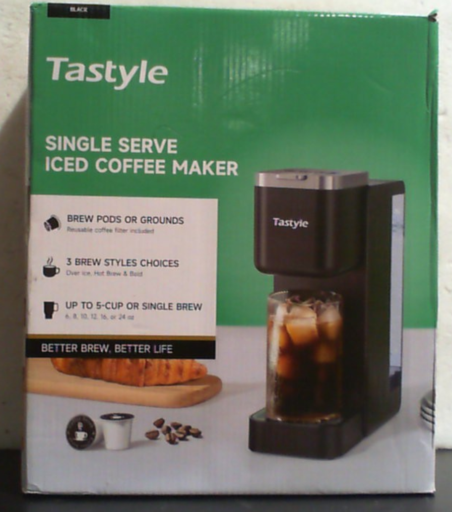Cafetera Individual Tastyle | Máquina de Café Frío y Caliente para Cápsulas K-Cup y Molido | Diseño Compacto, Depósito de 40oz, Tamaños de 6 a 24oz | Cabe Vaso de Viaje 7.3 | Negro