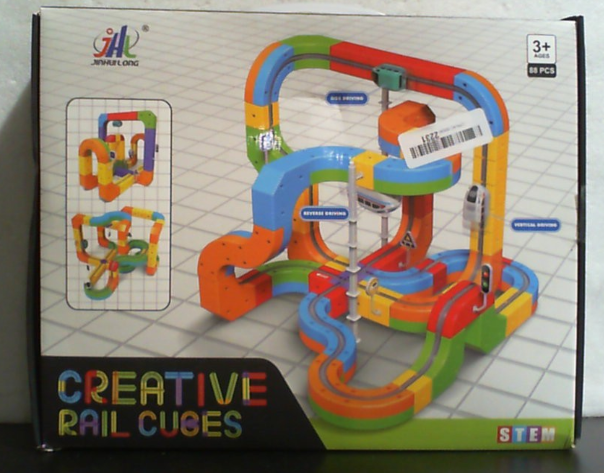 Set de Tren Eléctrico 3D con Pista Infinita | Vías Flexibles para Niños, Tren de Cubos DIY | Juguete STEM de Bloques con Trenes Motorizados Antigravedad | 88 Piezas para Niños 3-8+
