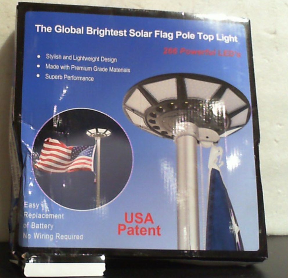 Luz Solar para Asta de Bandera | LED Súper Brillante para Astas de 4.5-7.6m | Solar, de Anochecer al Amanecer | 4200LM | 266 LEDs | Para Exterior