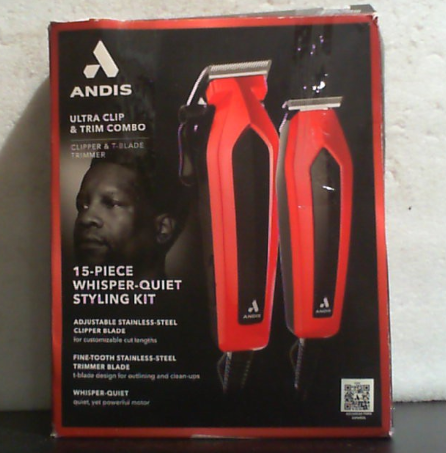 Kit Maquina de Cortar Cabello Andis 562940 Ultra Clip | Cable | 15 Piezas | Cuchillas Acero Inoxidable | Rojo