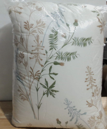 Edredón ALEISSEL Botánico de Algodón Natural Queen | Verde con Lujosas Hojas Tan y Gris sobre Blanco | Reversible, Ligero y Floral | Full/Queen
