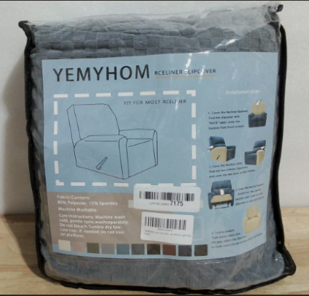 ( PRODUCTO IGUAL COMO SE MUESTRA EN LA SEGUNDA IMAGEN ) Funda para Sillón Reclinable YEMYHOM | Cubierta Elástica de Jacquard con Bolsillo Lateral | Antideslizante con Base Elástica | Gris Claro
