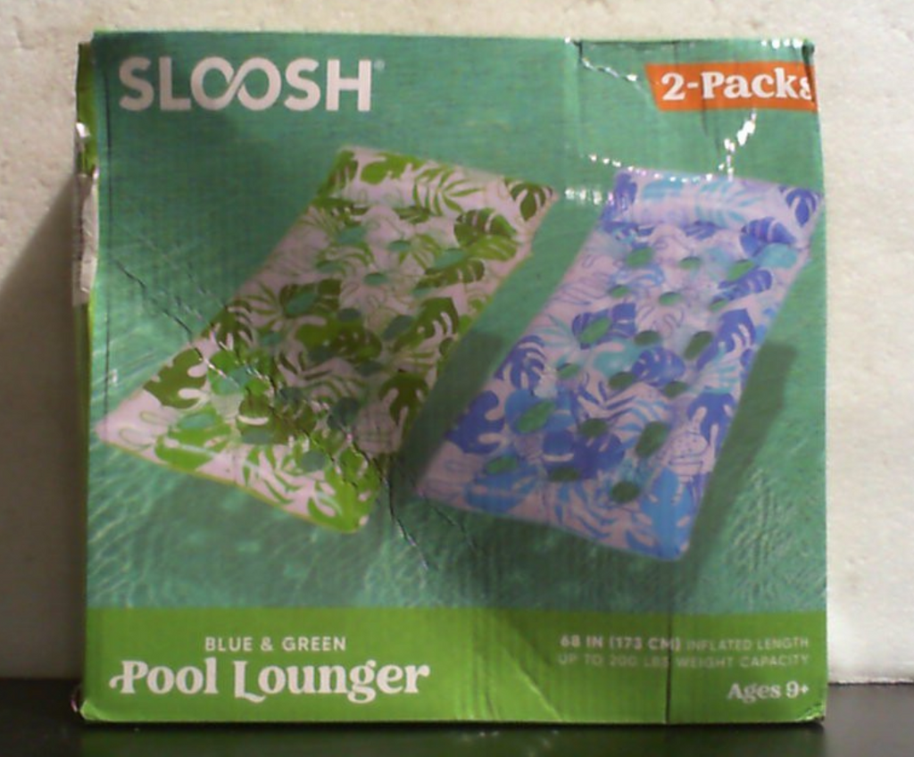 SLOOSH 2 Colchonetas Inflables para Piscina XL | Flotadores para Adultos con Reposacabezas | Balsa para Tomar el Sol en Lago, Playa y Piscina | Azul/Verde
